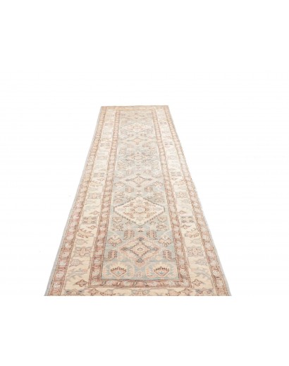 Tappeto Kazak Afghanistan bianco azzurro 93x373