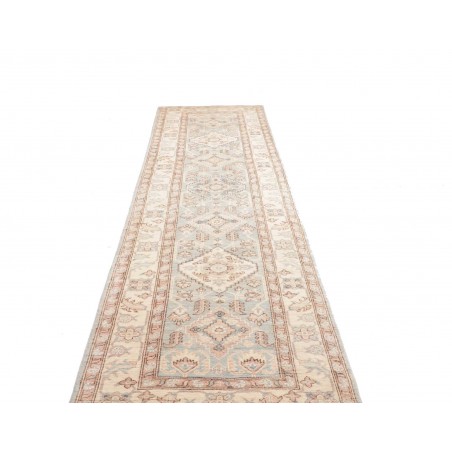 Tappeto Kazak Afghanistan bianco azzurro 93x373