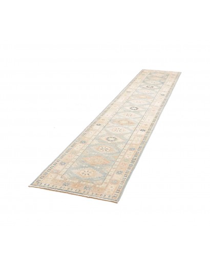 Tappeto Kazak Afghanistan bianco grigio 65x343
