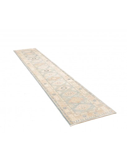 Tappeto Kazak Afghanistan bianco grigio 65x343