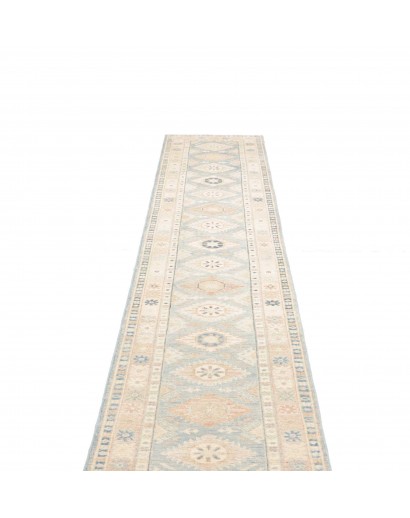 Tappeto Kazak Afghanistan bianco grigio 65x343