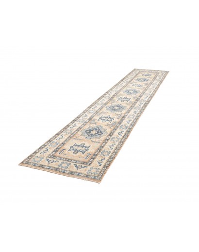 Tappeto Kazak Afghanistan bianco azzurro 77x373