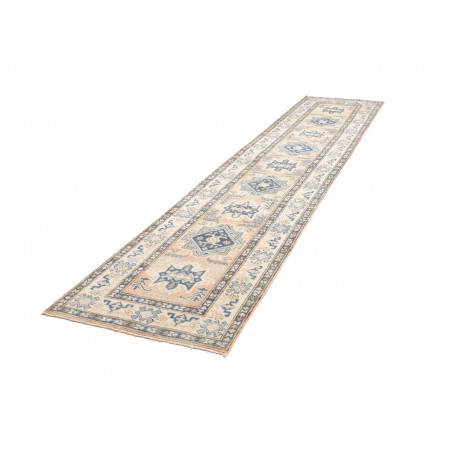Tappeto Kazak Afghanistan bianco azzurro 77x373