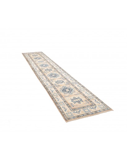 Tappeto Kazak Afghanistan bianco azzurro 77x373