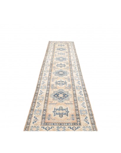 Tappeto Kazak Afghanistan bianco azzurro 77x373