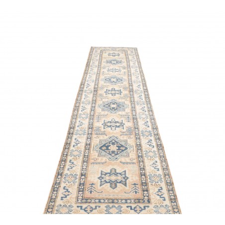 Tappeto Kazak Afghanistan bianco azzurro 77x373