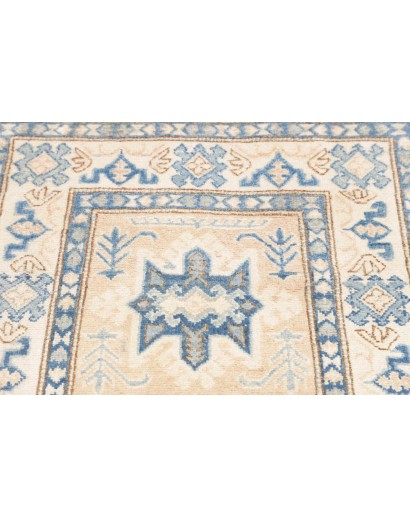 Tappeto Kazak Afghanistan bianco azzurro 77x373