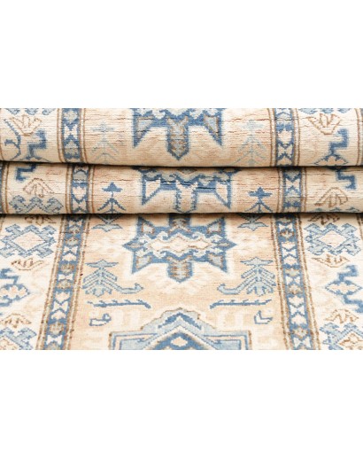 Tappeto Kazak Afghanistan bianco azzurro 77x373