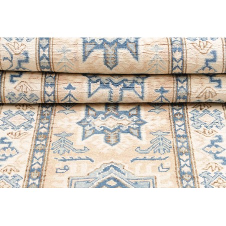 Tappeto Kazak Afghanistan bianco azzurro 77x373