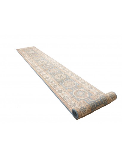 Tappeto Kazak Afghanistan bianco azzurro 83x586