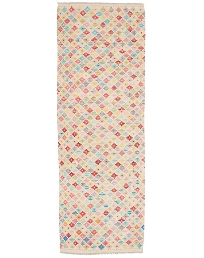 Tappeto Kilim Afghanistan bianco rosso 81x239