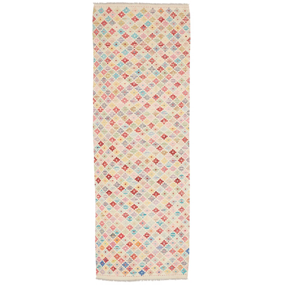 Tappeto Kilim Afghanistan bianco rosso 81x239