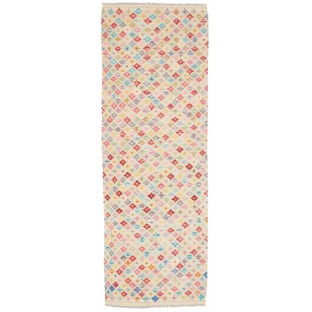 Tappeto Kilim Afghanistan bianco rosso 81x239