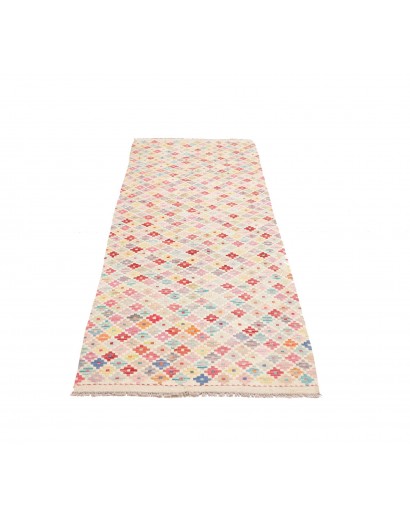 Tappeto Kilim Afghanistan bianco rosso 81x239
