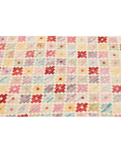 Tappeto Kilim Afghanistan bianco rosso 81x239