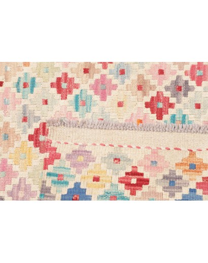 Tappeto Kilim Afghanistan bianco rosso 81x239
