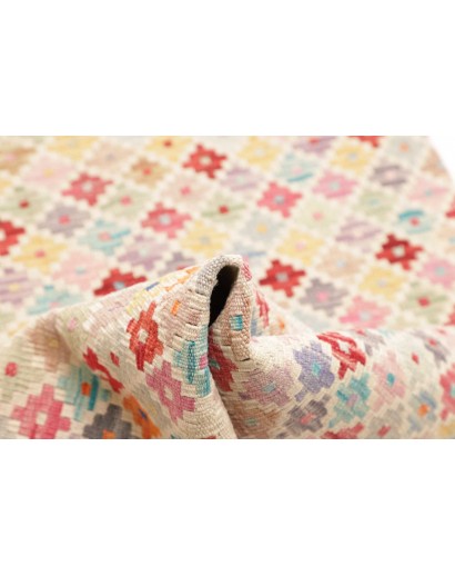 Tappeto Kilim Afghanistan bianco rosso 81x239