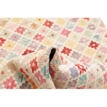Tappeto Kilim Afghanistan bianco rosso 81x239