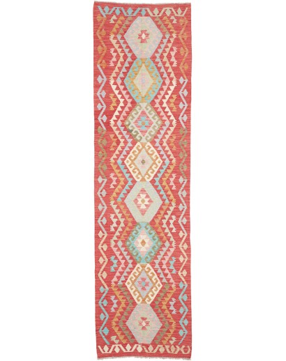 Tappeto Kilim Afghanistan rosso bianco 82x302