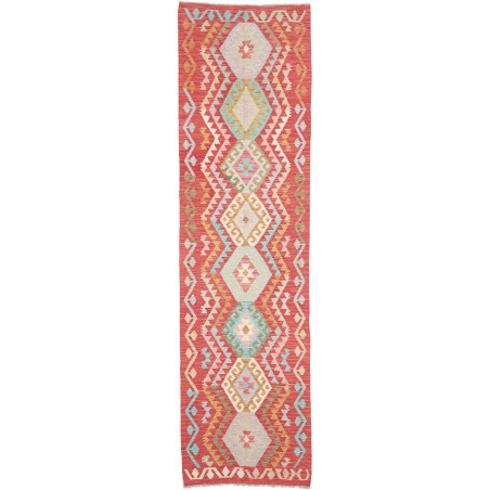 Tappeto Kilim Afghanistan rosso bianco 82x302