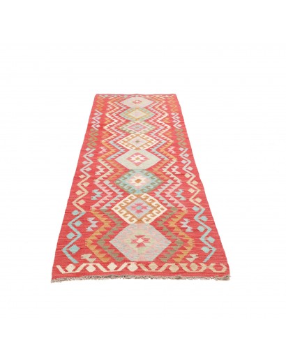 Tappeto Kilim Afghanistan rosso bianco 82x302
