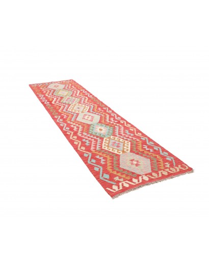 Tappeto Kilim Afghanistan rosso bianco 82x302