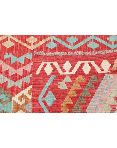 Tappeto Kilim Afghanistan rosso bianco 82x302
