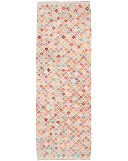 Tappeto Kilim Afghanistan bianco arancione 79x242