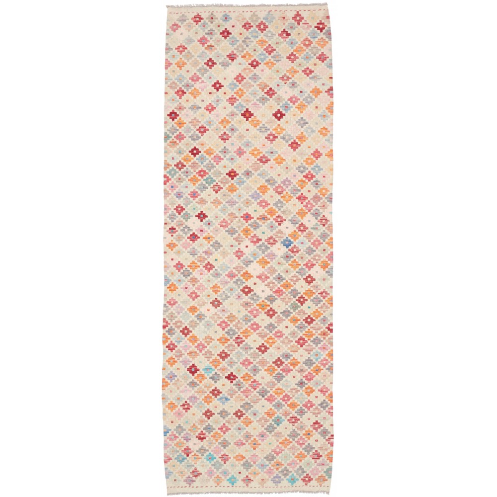 Tappeto Kilim Afghanistan bianco arancione 79x242