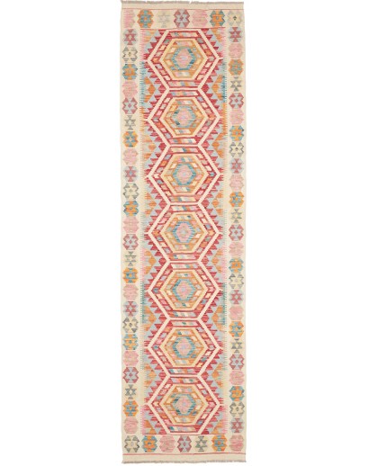 Tappeto Kilim Afghanistan beige rosso 77x283
