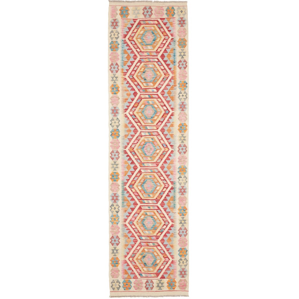 Tappeto Kilim Afghanistan beige rosso 77x283