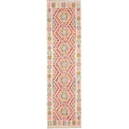 Tappeto Kilim Afghanistan beige rosso 77x283