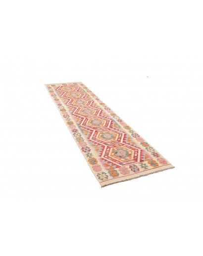 Tappeto Kilim Afghanistan beige rosso 77x283