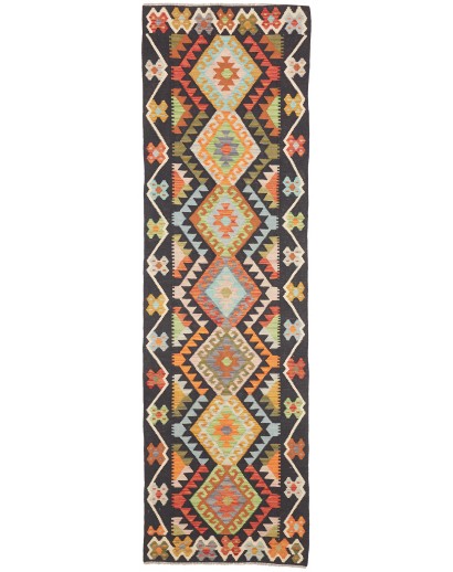 Tappeto Kilim Afghanistan grigio arancione 85x292