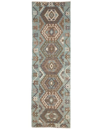 Tappeto Kilim Afghanistan bianco azzurro 87x290