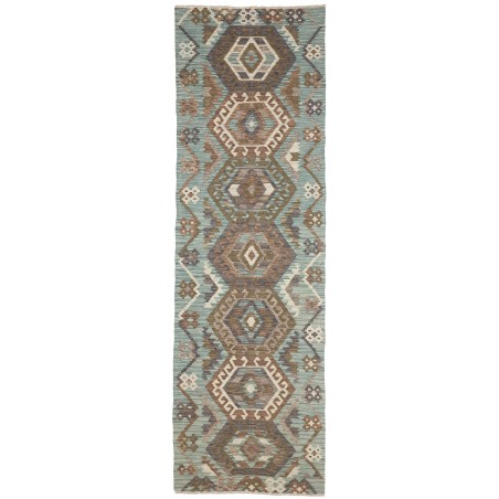 Tappeto Kilim Afghanistan bianco azzurro 87x290