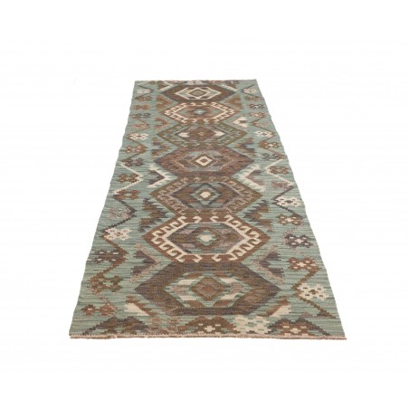 Tappeto Kilim Afghanistan bianco azzurro 87x290