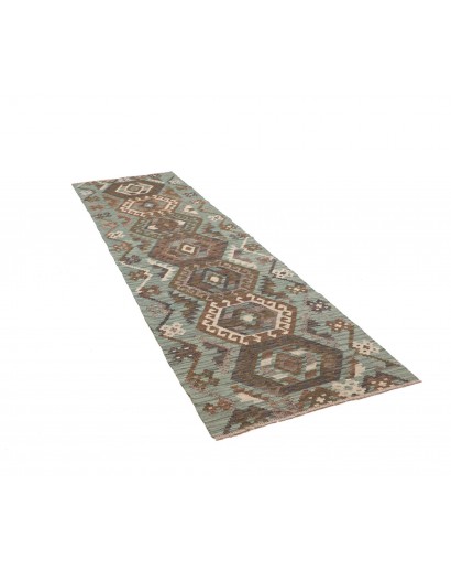 Tappeto Kilim Afghanistan bianco azzurro 87x290