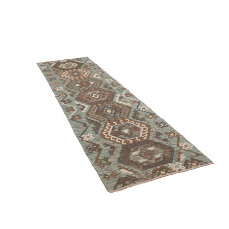 Tappeto Kilim Afghanistan bianco azzurro 87x290