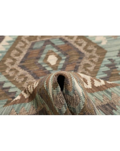Tappeto Kilim Afghanistan bianco azzurro 87x290