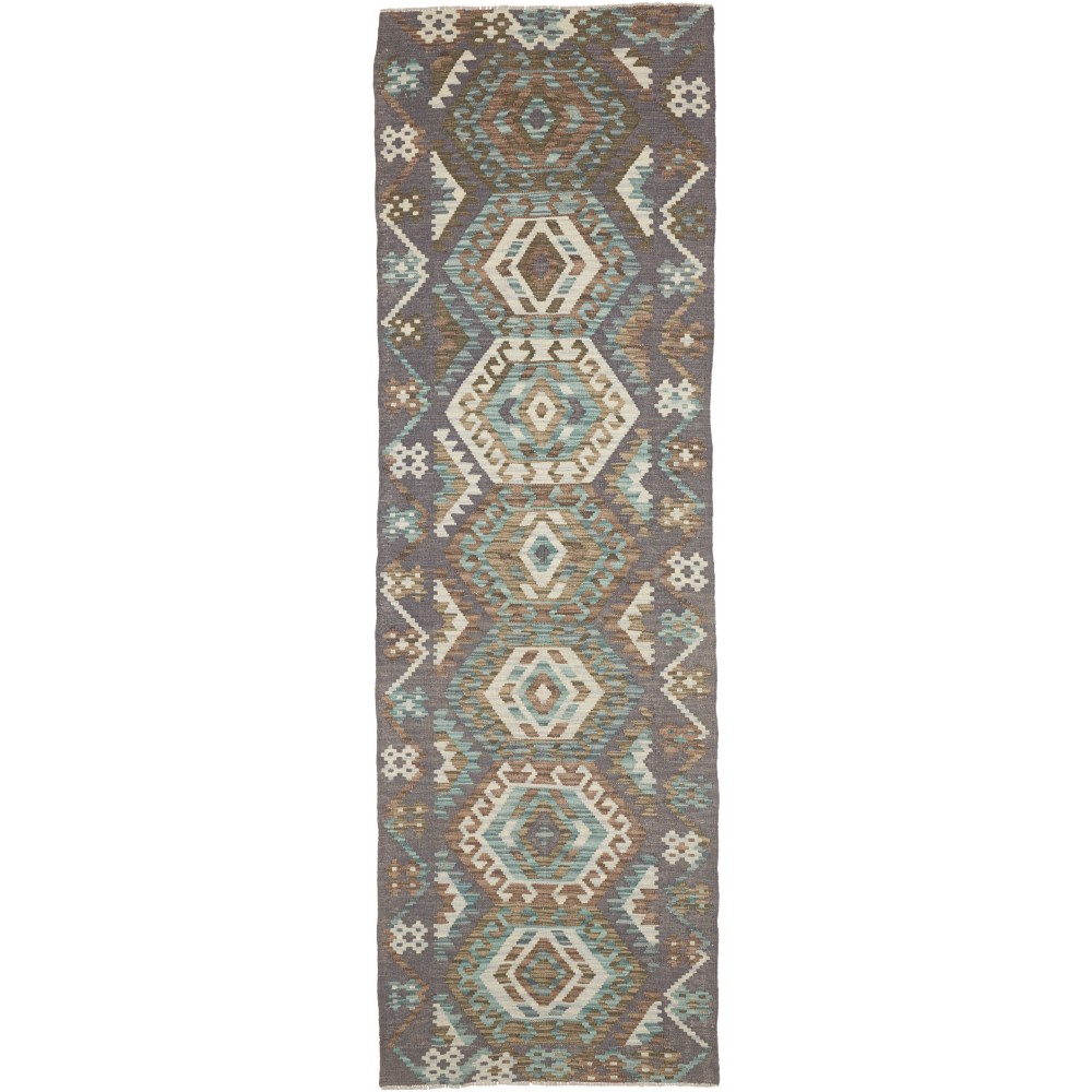 Tappeto Kilim Afghanistan bianco azzurro 90x293