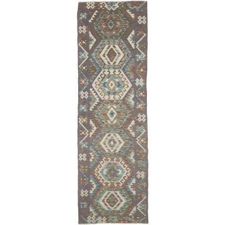 Tappeto Kilim Afghanistan bianco azzurro 90x293