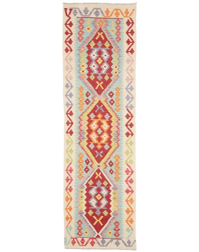 Tappeto Kilim Afghanistan bianco marrone 81x287