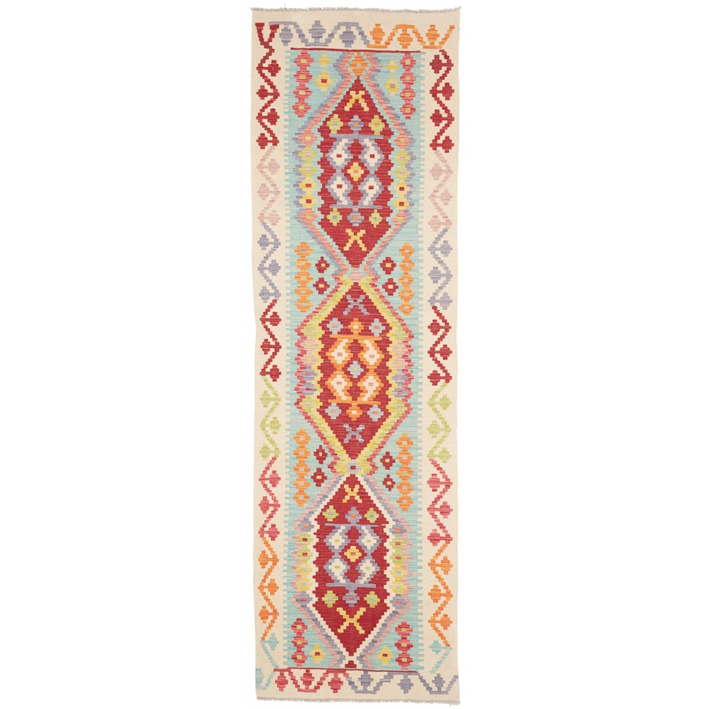 Tappeto Kilim Afghanistan bianco marrone 81x287