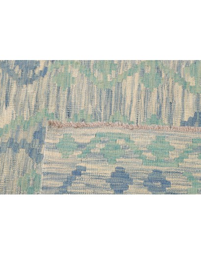Tappeto Kilim Afghanistan azzurro beige 86x301
