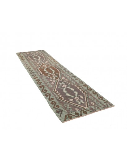 Tappeto Kilim Afghanistan bianco verde 84x295
