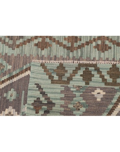 Tappeto Kilim Afghanistan bianco verde 84x295