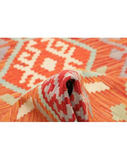 Tappeto Kilim Afghanistan arancione bianco 73x238