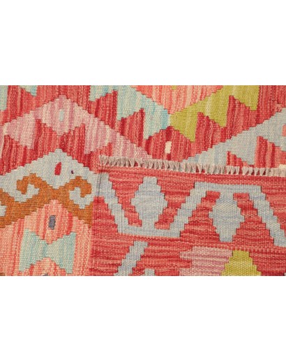 Tappeto Kilim Afghanistan arancione rosso 80x245