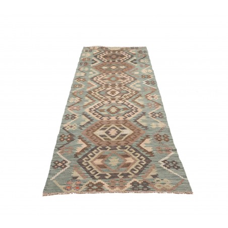 Tappeto Kilim Afghanistan azzurro bianco 86x285